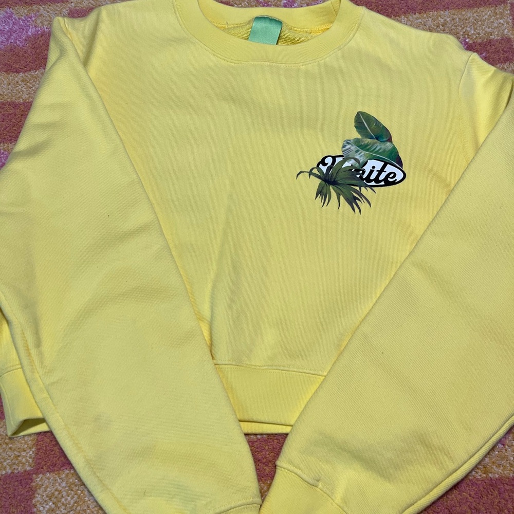 Off-White Yellow Sweatshirt with Leaf Design